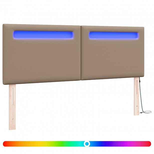 vidaXL LED hlavová deska Cappuccino 144 cm Umělá kůže