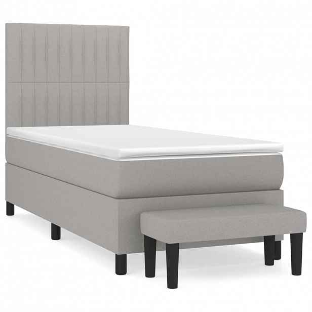 vidaXL Box spring postel s matrací světle šedá 90x190 cm textil
