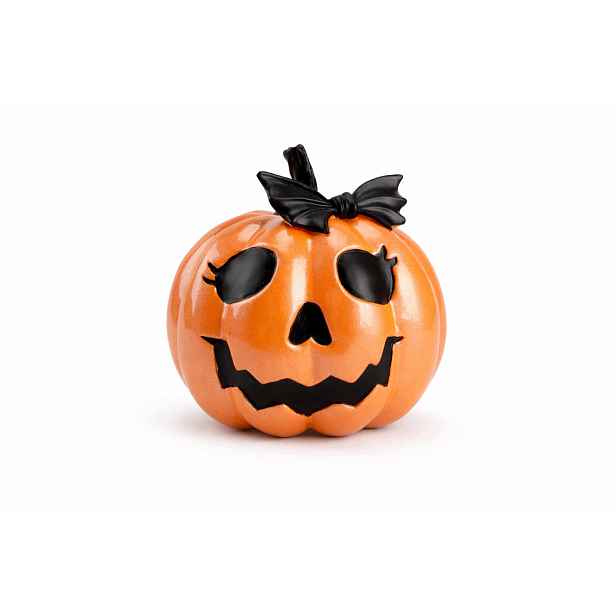 Pomerančová keramická dýně s černou mašličkou – Halloween 19,5 kód 2724
