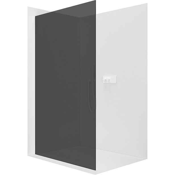 Sprchová zástěna Walk-in Crystal L/P - 8 mm - bezvzpěrový systém - bílá matná, grafitové sklo - 110x200 cm