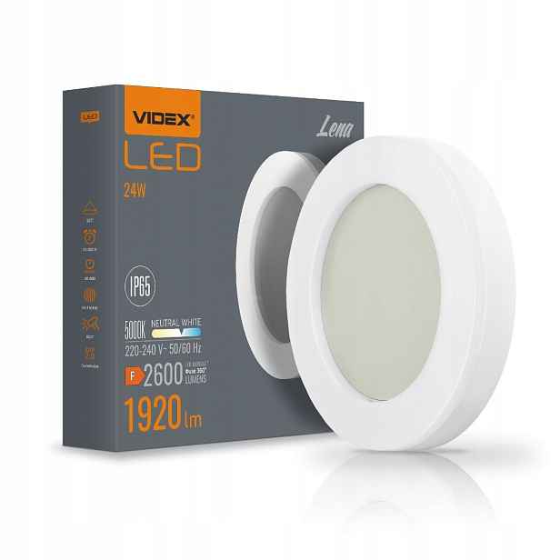 Venkovní nástěnná a stropní lampa 32 cm Led 24 W bílá IP65 Lena Videx