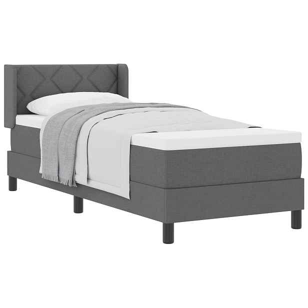 vidaXL Postel s boxspringem s čelo Tmavě šedá 200 x 80 cm textil