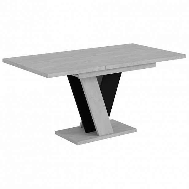 ALTDECOR VÝSUVNÝ jídelní stůl 120–160 × 90 × 75 cm – vzhled betonu K350/černá – INEY