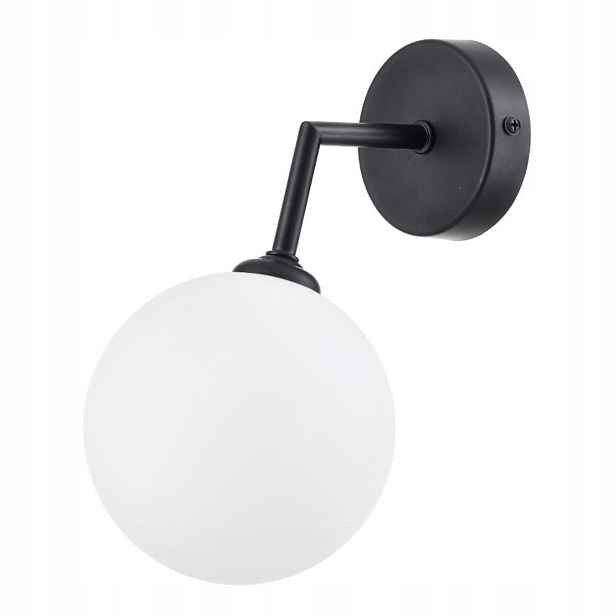 Černá skleněná nástěnná lampa, bílá, moderní koule do ložnice Light Prestige