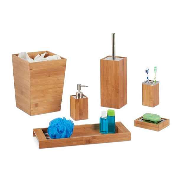 Koupelnová sada bambusová 6-dílná Relaxdays do koupelny R766 g