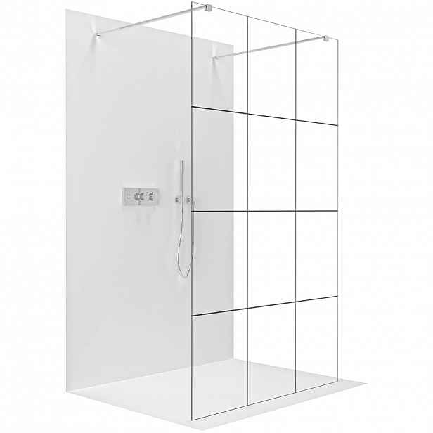 Sprchová zástěna Walk-in Onyx Duo L/P - 8 mm - hranatá vzpěra  - chrom, industriální sklo - 110x200 cm