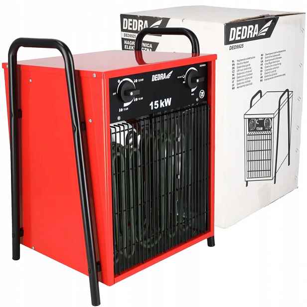 Elektrický Ohřívač Farelka Radiátor 15 kW Červený Dedra DED9925