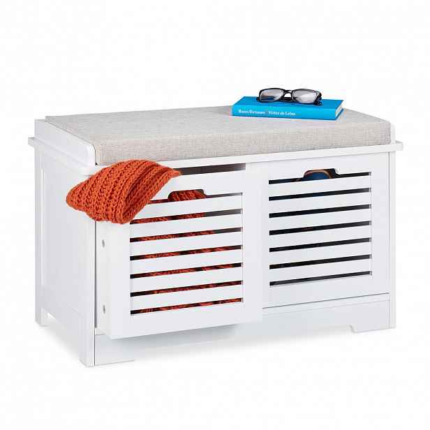 Relaxdays LAVICE Bílá se 2 koši čalouněná