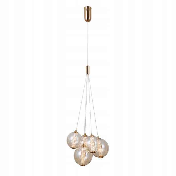 Závěsná Led lampa zlaté skleněné jantarové koule 3000K do obývacího pokoje Italux