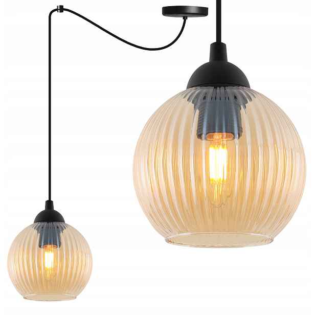 Závěsná Stropní Lampa, Lustr, Pavouk, Jednoduchý, Ryhovaná Skleněná Koule E27