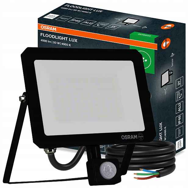 Led reflektor Halogen Reflektor 50W 4000K 4500lm IP65 Snímač pohybu Osram