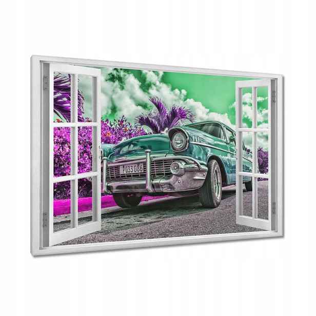 Obrazy 120x80 Klasické auto v tyrkysové barvě