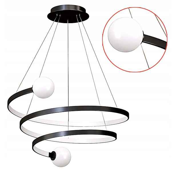 Lampa do obývacího pokoje Černá Led 55 cm Závěsná Moderní Spirálová