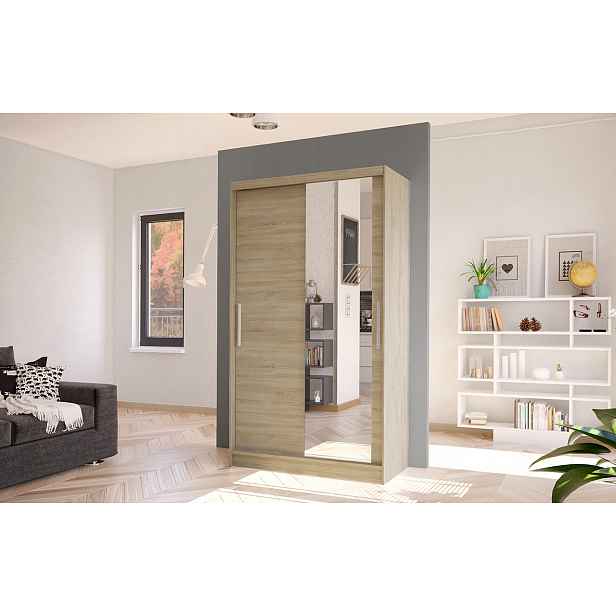 Moderní šatní skříň BRUNO 6 - šířka 100 cm, dub sonoma