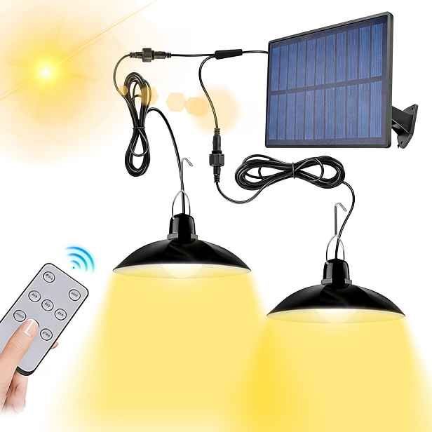 Solární lustr Solární lampa Dvojitá Největší na balkon Terasa Schodiště