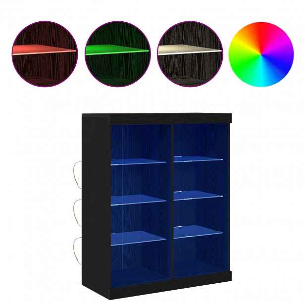 vidaXL LED komoda Černý dub 81 x 37 x 100 cm Kompozitní dřevo