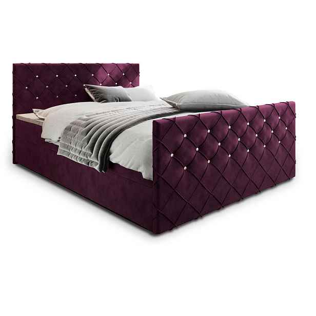 MASSENO AMERICKÁ POSTEL MANDI, 200x200 cm s matrací a úložným prostorem, H2+H3, červená