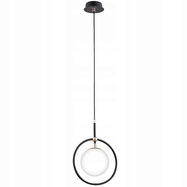 Moderní závěsná lampa černá minimalistická bílá skleněná koule Alfa