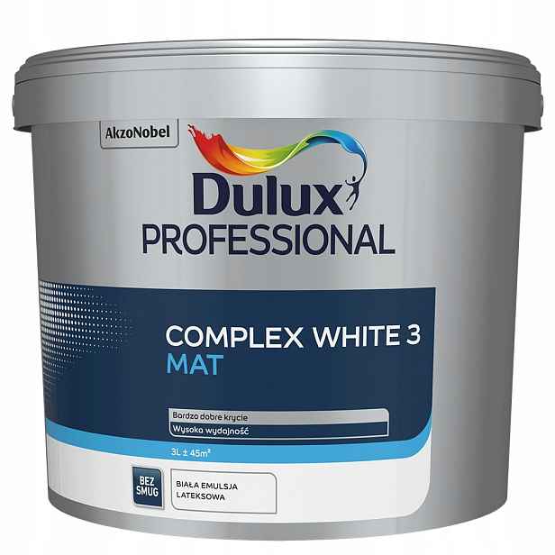 Barva Dulux Professional Complex White 3 latexová 3L Bílá emulze