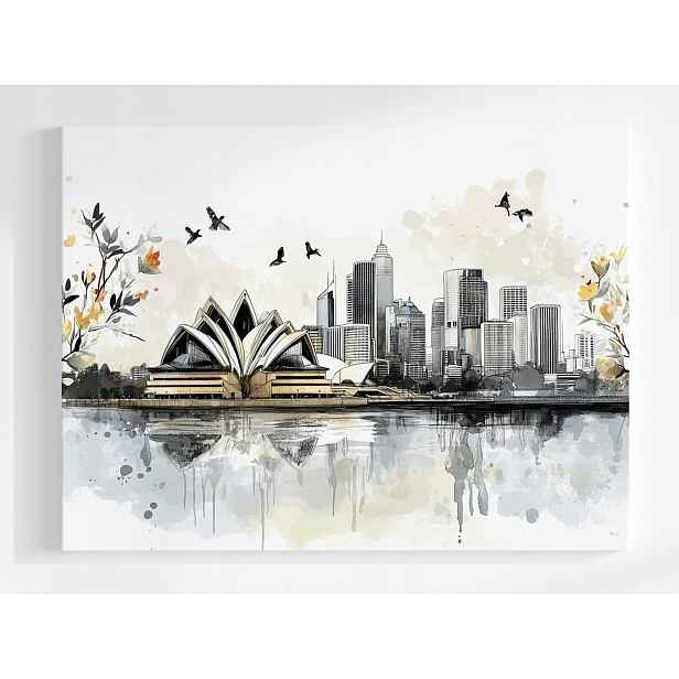 Plakát Město Panorama Sydney Opera House Skica 100x75
