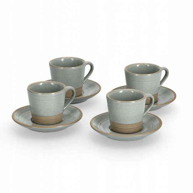 Šálky Na Espresso Kameninové Podšálky 60 ml Set Šálků 4 ks