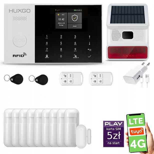 Bezdrátový alarm WiFi Gsm 4G Lte s aplikací Tuya, Huxgo HXA005 R9BS