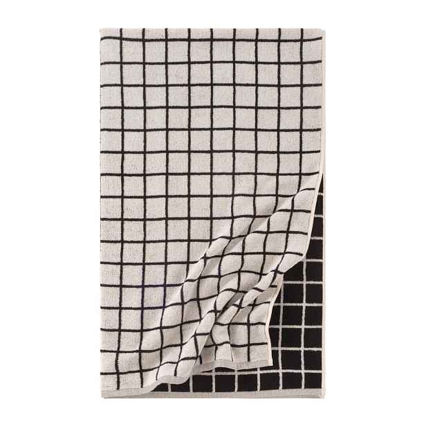 Černá/béžová bavlněná osuška 90x150 cm Grid – Jotex