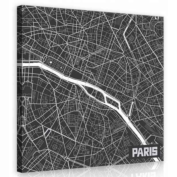 Obraz Na Plátně Canvas 80x80 Paříž Mapa Plán