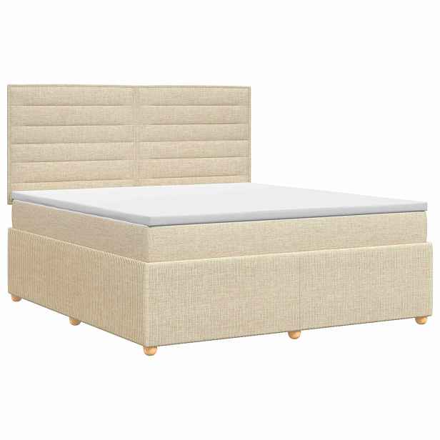 vidaXL Postel boxspring s matrací s čelo Krémová 160 x 200 cm Textil