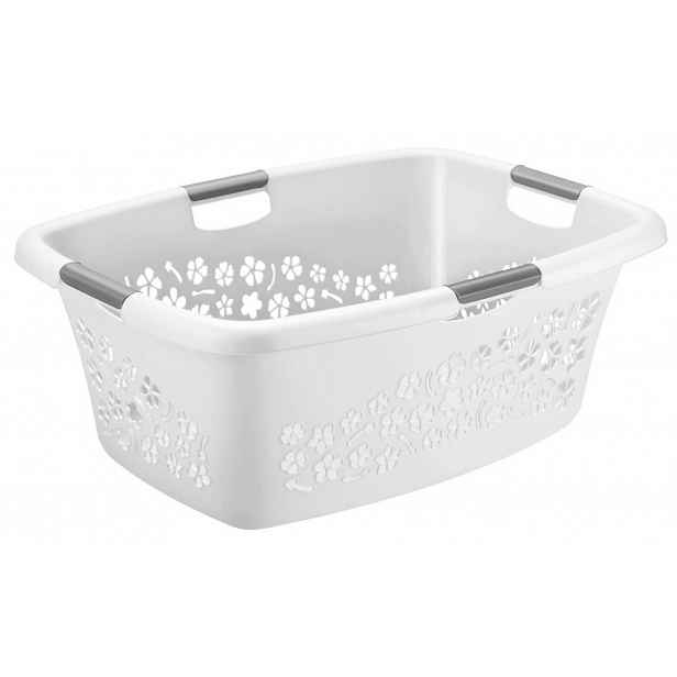 Koš na prádlo Flowers 50 l, bílý
