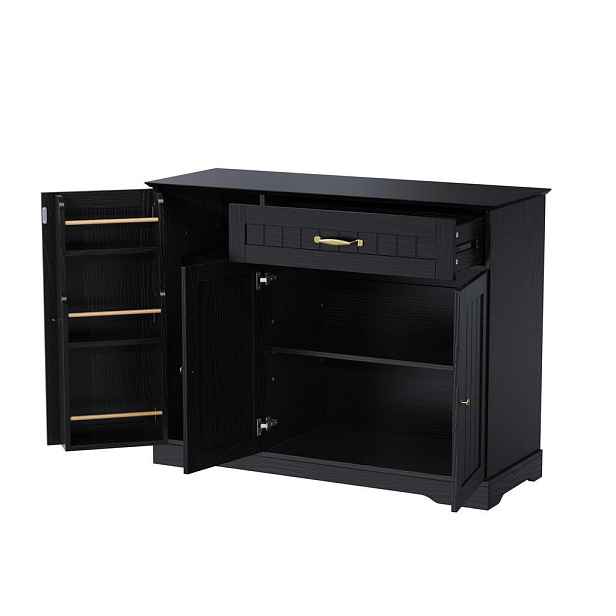 Redom SIDEBOARD s 3 dvířky a zásuvkou, moderní design, nastavitelné police a velký úložný prostor, černá