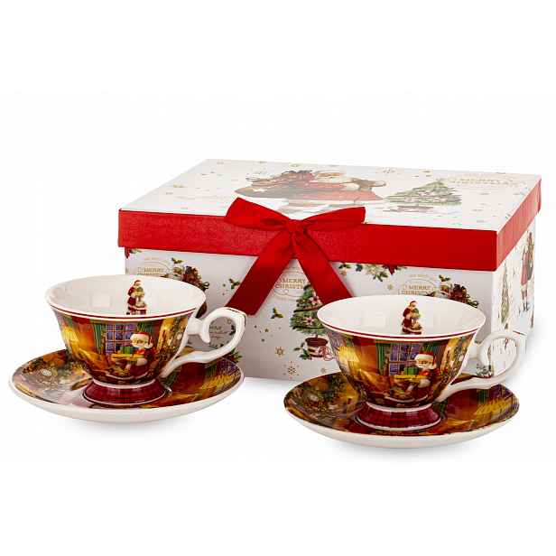 Šálek Kpl. 2 šálky s podšálky, vícebarevný porcelán