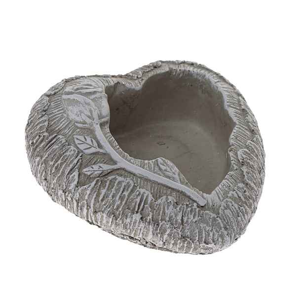 Betonový obal na květináč Srdce s větvičkou šedá, 16 x 6,5 cm