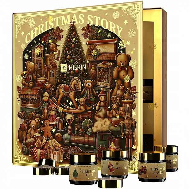 Hiskin Vánoční příběh Adventní kalendář 12 Sójové svíčky 30 ml 12 TeaLigt