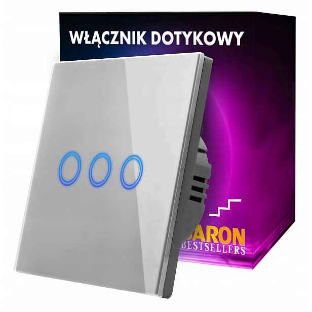 Trojitý Dotykový Schodišťový Spínač Šedé Sklo