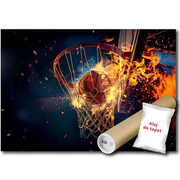 Vinylová Fototapeta Sport Basketbal Koš Míč Zápas Hra Oheň 152x104