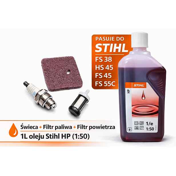 Vzduchový Filtr Palivový Filtr Svíčka Olej Hp Stihl FS38 FS55 FS45 Bez 2 MIX