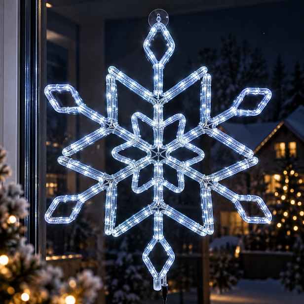 Betlémská Led hvězda 60 cm Bílá Studená Oboustranná pro okno Velká lampa