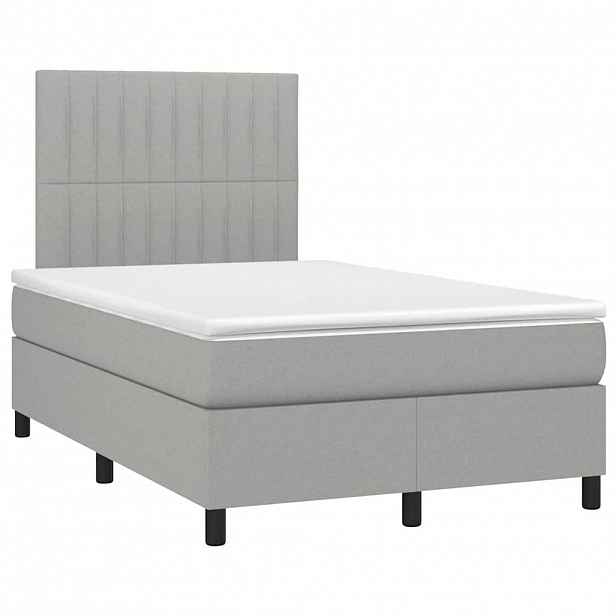 vidaXL Box spring postel s matrací světle šedá 120x190 cm textil