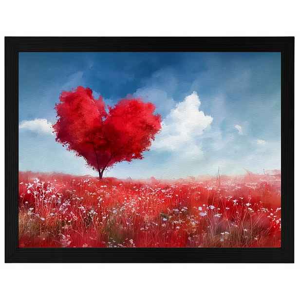 Plakát Rámeček Dřevo Červené Srdce Dřevo Láska Romantismus 80x60
