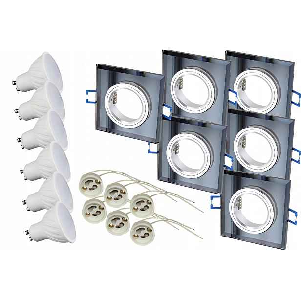 6x Pevná skleněná halogenová lampa Kw+led GU10 6W