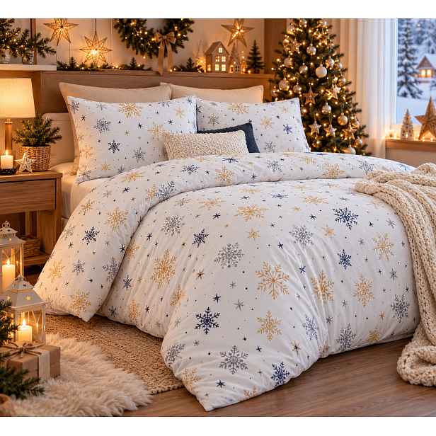 TOP Bavlněné povlečení DELUXE 140x200+70x90 Zima modrá