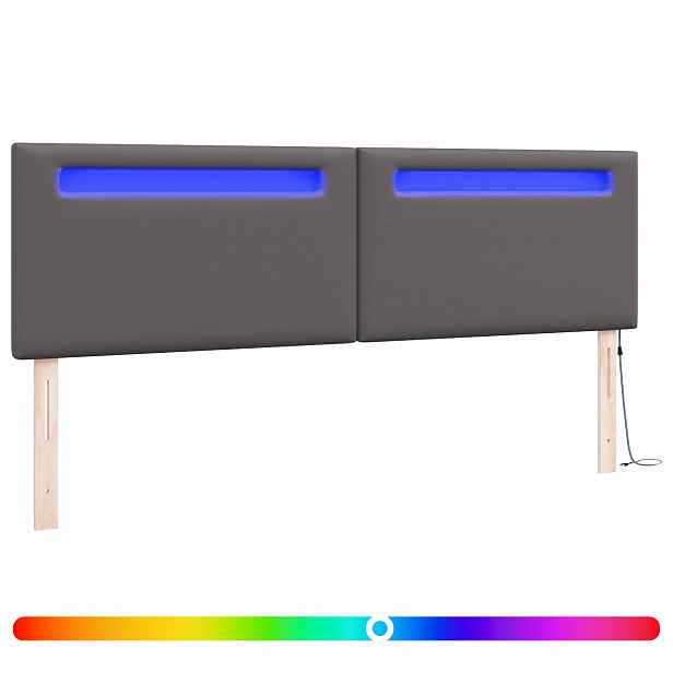 vidaXL LED hlavová deska Šedá 180 cm Umělá kůže