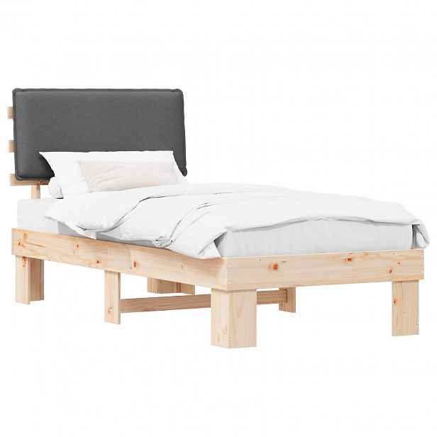 vidaXL Rám postele s čalouněným čelem s čelo Tmavě šedá 80 x 200 cm