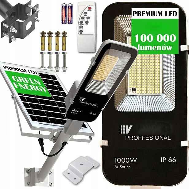 Solární Lampa Led Výkonná 1000 W Senzorem Soumraku A Pohybu Ovladač