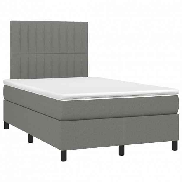vidaXL Box spring postel s matrací tmavě šedá 120x190 cm textil