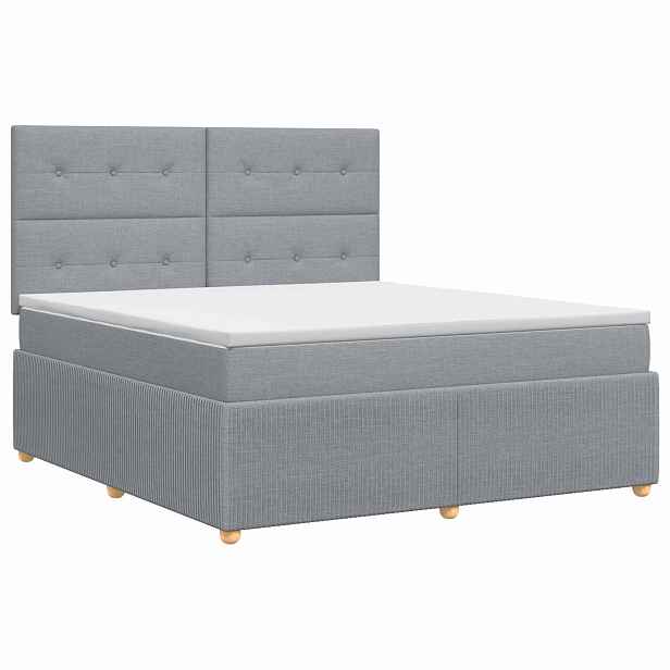 vidaXL Postel boxspring s matrací Světle šedá 160 x 200 cm Textil