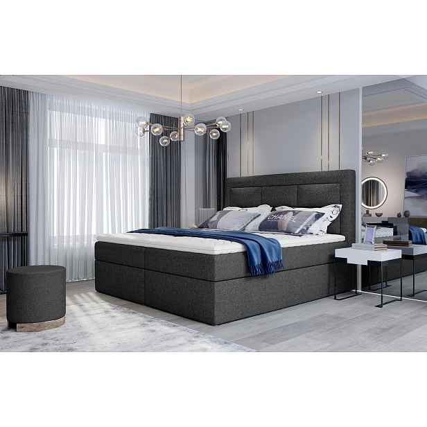 Boxspringová postel s úložným prostorem 160x200 TERIVO - černá 1