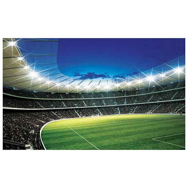 Fototapeta Fotbalový stadion zelená trávníková modrá obloha 208x146 lepidlo