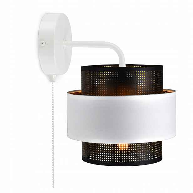 Nástěnná lampa s vypínačem Glamour Bílá Černá Zlatá
